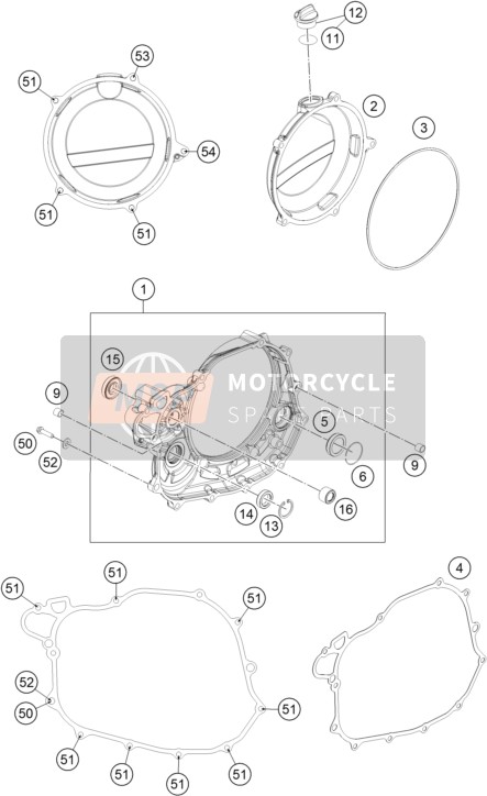 76430001044, Clutch Cover Cpl., KTM, 0