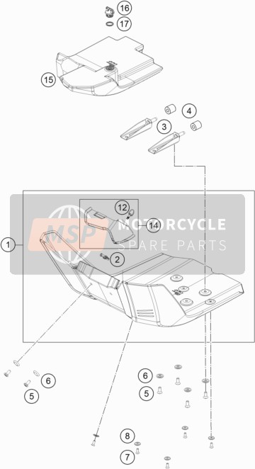 76412099010, Engine Guard Bracket Rear Cpl., KTM, 0