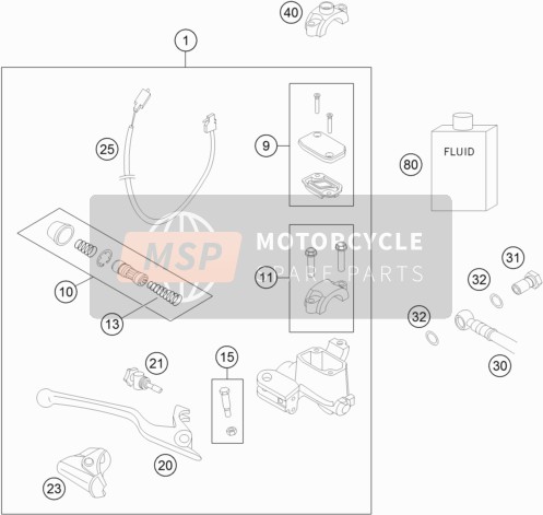 KTM 450 RALLY FACTORY REPLICA Europe 2015 Voorrem aansturing voor een 2015 KTM 450 RALLY FACTORY REPLICA Europe
