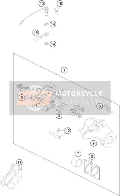 KTM 450 RALLY FACTORY REPLICA Europe 2015 Rear Brake Caliper for a 2015 KTM 450 RALLY FACTORY REPLICA Europe