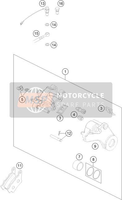 KTM 450 RALLY FACTORY REPLICA Europe 2016 Étrier de frein arrière pour un 2016 KTM 450 RALLY FACTORY REPLICA Europe