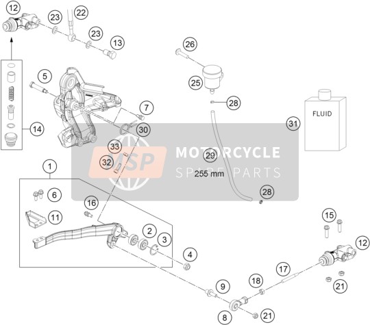 KTM 450 RALLY FACTORY REPLICA Europe 2016 Commande de frein arrière pour un 2016 KTM 450 RALLY FACTORY REPLICA Europe