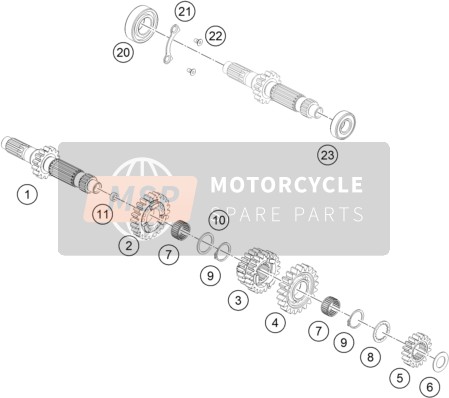 KTM 450 RALLY FACTORY REPLICA Europe 2016 Transmissie I - Hoofdas voor een 2016 KTM 450 RALLY FACTORY REPLICA Europe