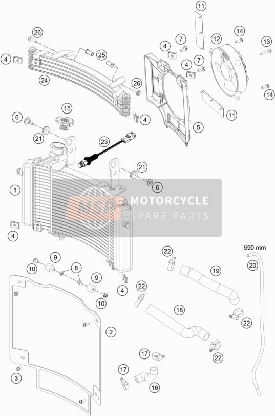 KTM 450 RALLY FACTORY REPLICA USA 2017 Sistema di raffreddamento per un 2017 KTM 450 RALLY FACTORY REPLICA USA