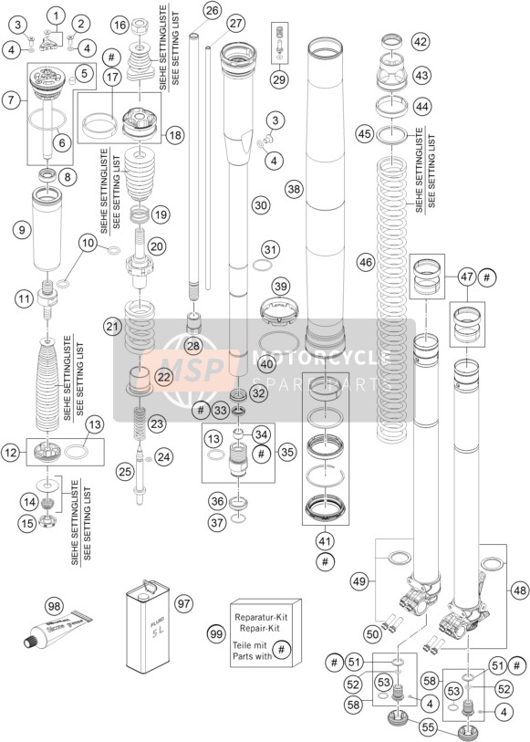 KTM 450 RALLY FACTORY REPLICA USA 2017 Front Fork Disassembled for a 2017 KTM 450 RALLY FACTORY REPLICA USA