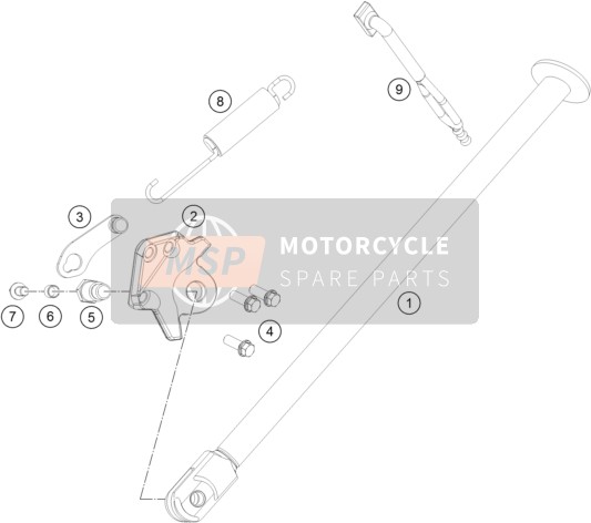 KTM 450 RALLY FACTORY REPLICA USA 2017 Lado / Caballete central para un 2017 KTM 450 RALLY FACTORY REPLICA USA