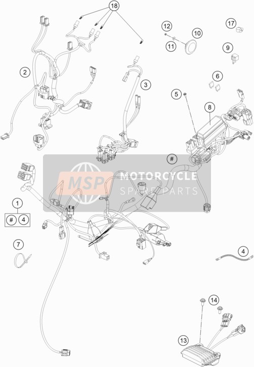 KTM 450 RALLY FACTORY REPLICA Europe 2017 Kabelboom voor een 2017 KTM 450 RALLY FACTORY REPLICA Europe