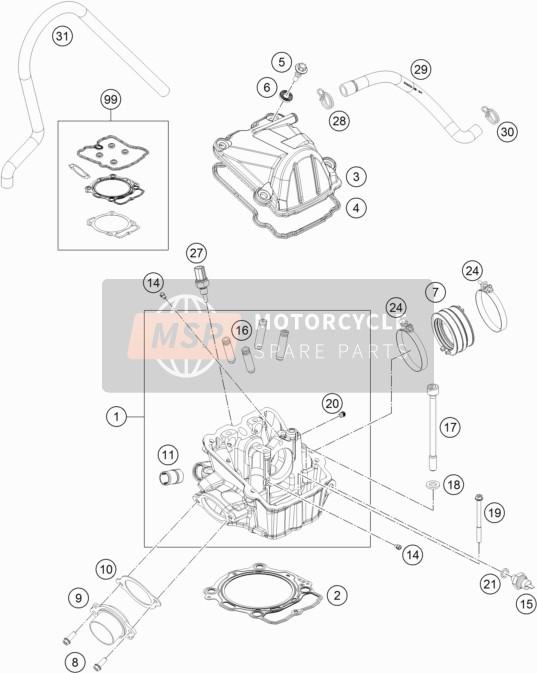 KTM 450 RALLY Factory Replica  2019 Cilinderkop voor een 2019 KTM 450 RALLY Factory Replica 
