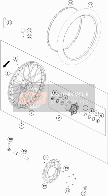 KTM 450 RALLY Factory Replica  2019 Front Wheel for a 2019 KTM 450 RALLY Factory Replica 