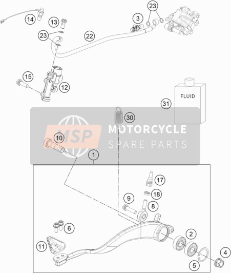 KTM 450 RALLY Factory Replica  2019 Rear Brake Control for a 2019 KTM 450 RALLY Factory Replica 