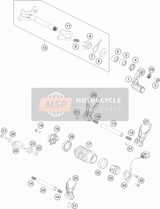 KTM 450 RALLY Factory Replica  2019 Mécanisme de changement de vitesse pour un 2019 KTM 450 RALLY Factory Replica 