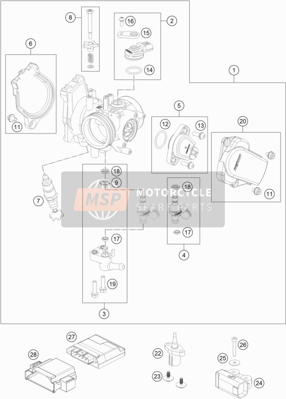 KTM 450 RALLY Factory Replica  2019 Throttle Body for a 2019 KTM 450 RALLY Factory Replica 