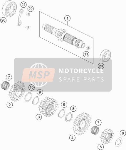 KTM 450 RALLY Factory Replica  2019 Transmissie I - Hoofdas voor een 2019 KTM 450 RALLY Factory Replica 