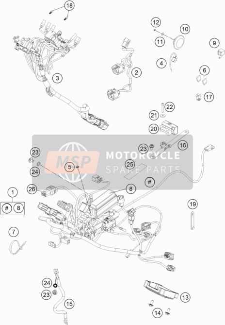 KTM 450 RALLY Factory Replica  2019 Kabelboom voor een 2019 KTM 450 RALLY Factory Replica 