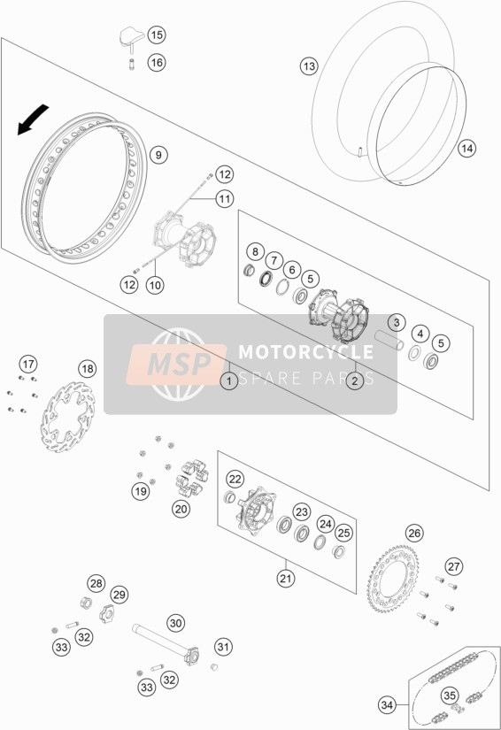 KTM 450 RALLY Factory Replica  2020 Rear Wheel 1 for a 2020 KTM 450 RALLY Factory Replica 