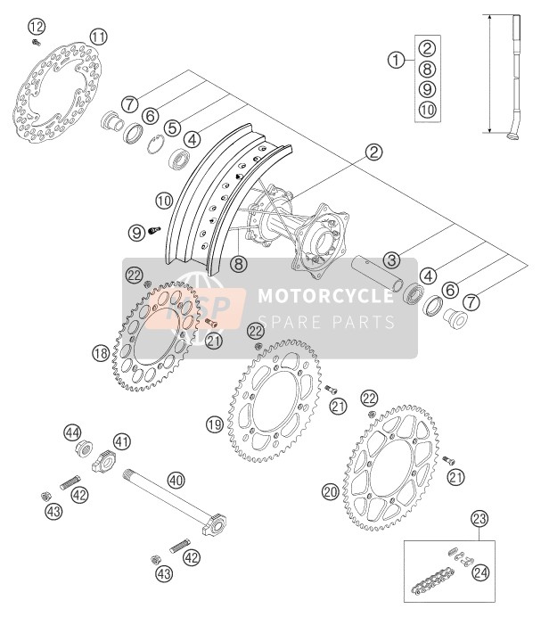 77310201044, Rear Wheel Cpl. 5X17 Smr, KTM, 0