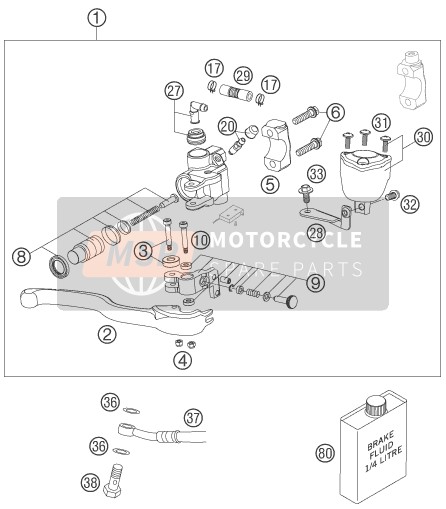 KTM 450 SMR Europe 2005 Front Brake Control for a 2005 KTM 450 SMR Europe