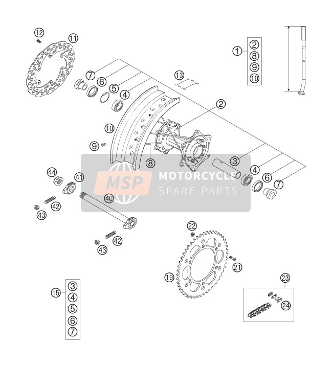 KTM 450 SMR Europe 2007 Ruota posteriore per un 2007 KTM 450 SMR Europe