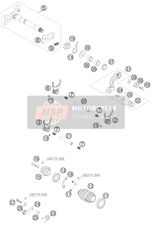 KTM 450 SMR Europe 2009 Mécanisme de changement de vitesse pour un 2009 KTM 450 SMR Europe