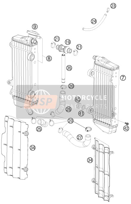 KTM 450 SMR Europe 2010 Sistema de refrigeración para un 2010 KTM 450 SMR Europe