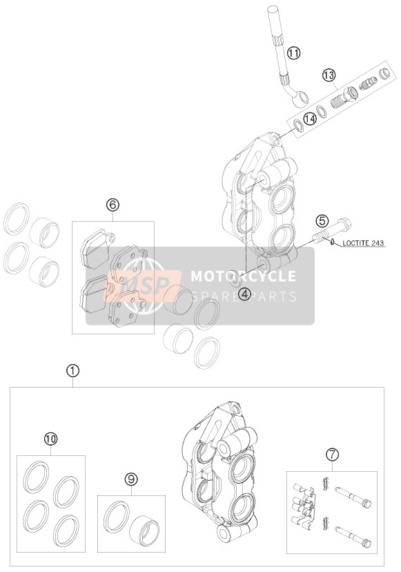 KTM 450 SMR Europe 2010 Front Brake Caliper for a 2010 KTM 450 SMR Europe