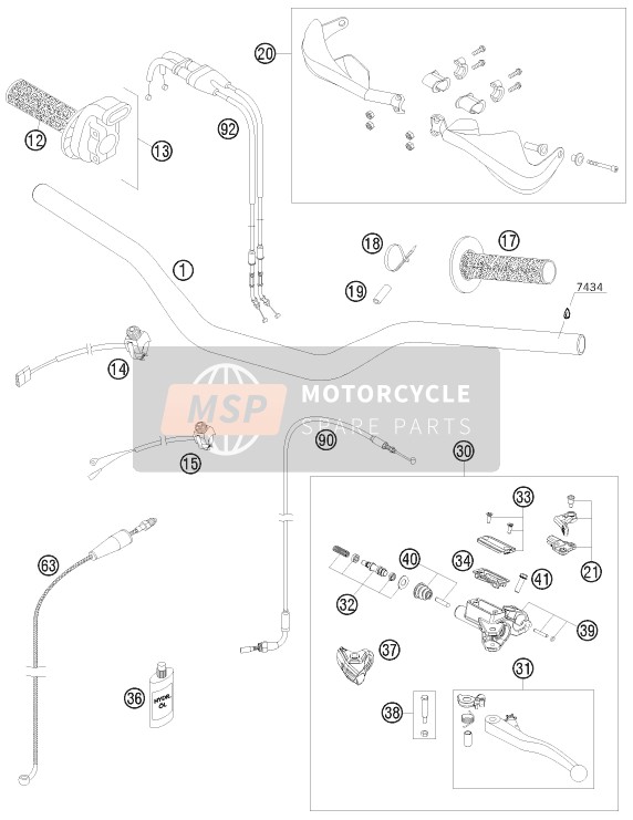 KTM 450 SMR Europe 2010 Handlebar, Controls for a 2010 KTM 450 SMR Europe