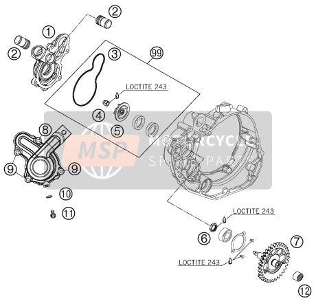 KTM 450 SMR Europe 2010 Pompe à eau pour un 2010 KTM 450 SMR Europe