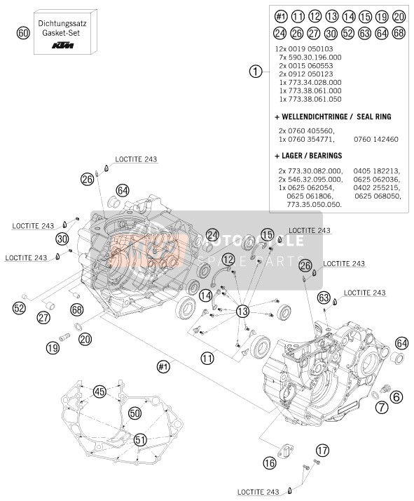 KTM 450 SMR Europe 2012 MOTORGEHÄUSE für ein 2012 KTM 450 SMR Europe