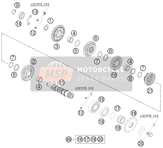 KTM 450 SMR Europe 2012 Transmisión II - Eje contrario para un 2012 KTM 450 SMR Europe