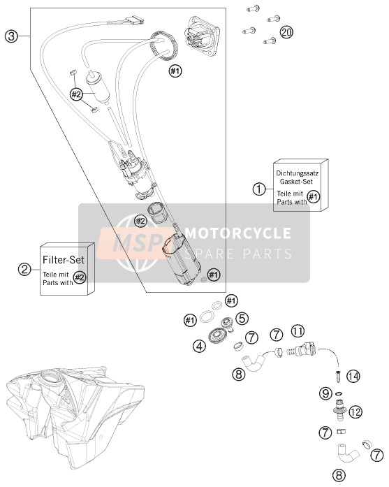 KTM 450 SMR Europe 2013 Bomba de combustible para un 2013 KTM 450 SMR Europe