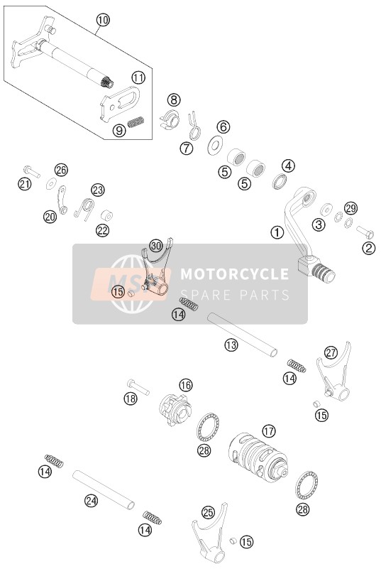 KTM 450 SMR Europe 2013 Meccanismo di cambio per un 2013 KTM 450 SMR Europe
