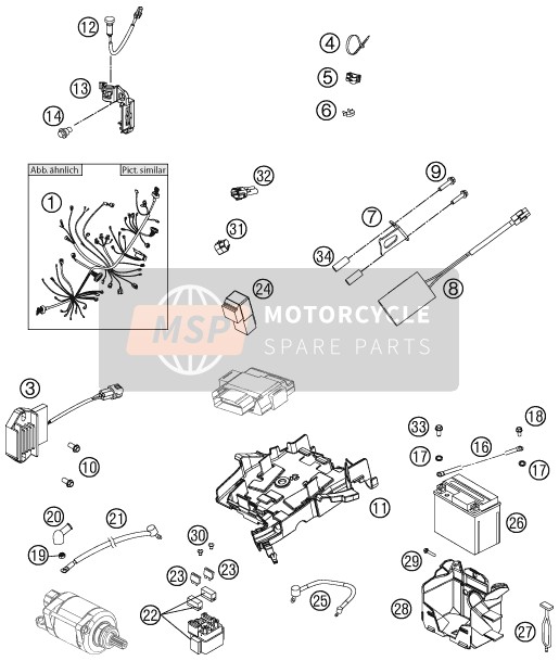 KTM 450 SMR Europe 2013 Arnés de cableado para un 2013 KTM 450 SMR Europe