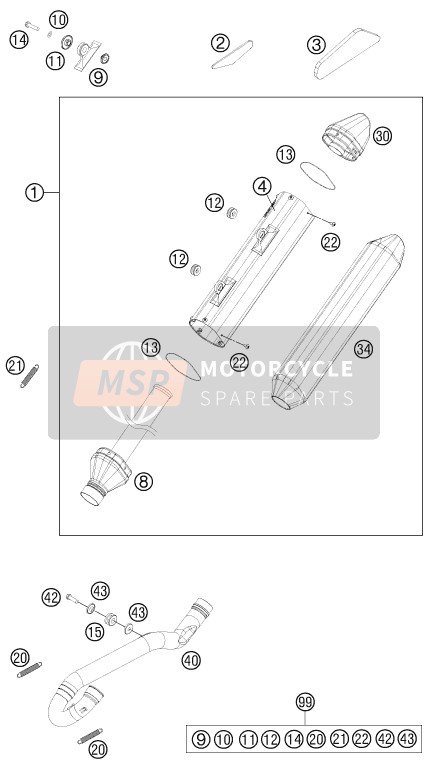 KTM 450 SMR Europe 2014 Impianto di scarico per un 2014 KTM 450 SMR Europe