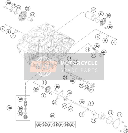 KTM 450 SMR Europe 2014 Sistema di lubrificazione per un 2014 KTM 450 SMR Europe