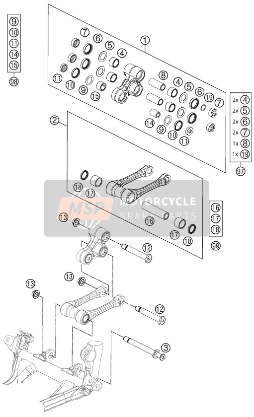 KTM 450 SMR Europe 2014 Collegamento Pro Lever per un 2014 KTM 450 SMR Europe