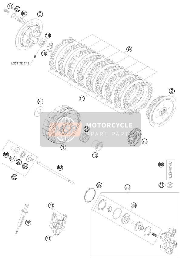 KTM 450 SX-F Europe 2008 Clutch for a 2008 KTM 450 SX-F Europe