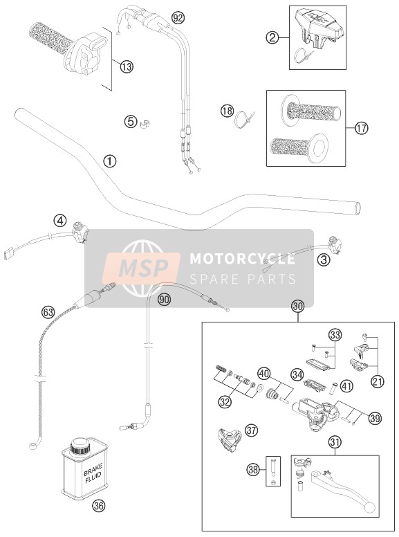 KTM 450 SX-F USA 2011 Handlebar, Controls for a 2011 KTM 450 SX-F USA