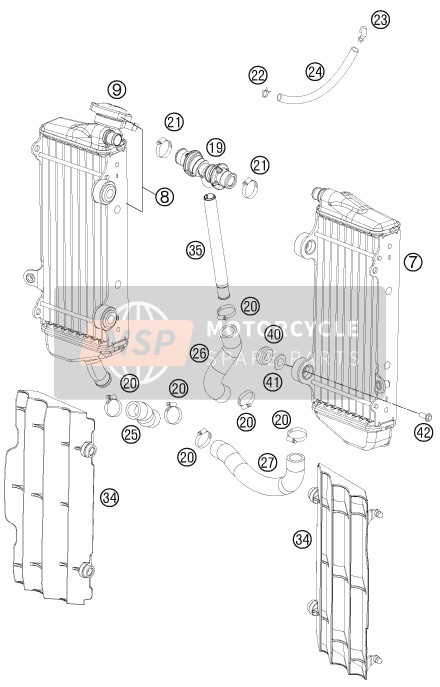 KTM 450 SX-F USA 2012 Sistema de refrigeración para un 2012 KTM 450 SX-F USA