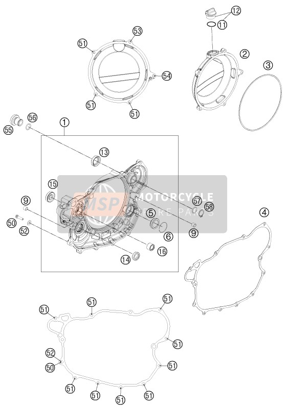 KTM 450 SX-F Europe 2013 Clutch Cover for a 2013 KTM 450 SX-F Europe