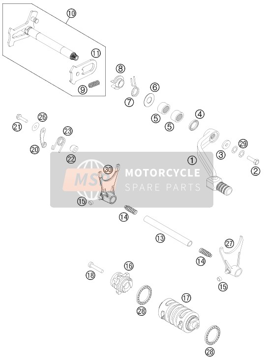 KTM 450 SX-F Europe 2013 Schakelmechanisme voor een 2013 KTM 450 SX-F Europe