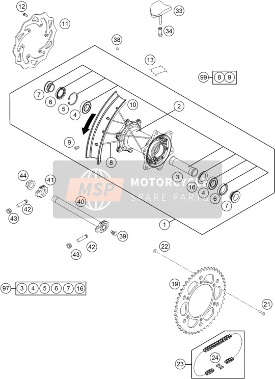 KTM 450 SX-F USA 2015 Rear Wheel for a 2015 KTM 450 SX-F USA