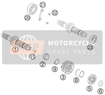 KTM 450 SX-F Europe 2015 Transmisión I - Eje principal para un 2015 KTM 450 SX-F Europe
