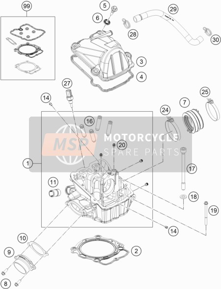 KTM 450 SX-F USA 2016 Cilinderkop voor een 2016 KTM 450 SX-F USA