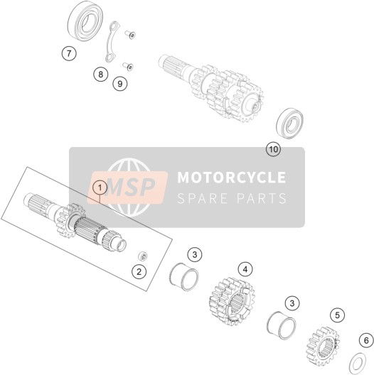 KTM 450 SX-F Europe 2016 Transmisión I - Eje principal para un 2016 KTM 450 SX-F Europe