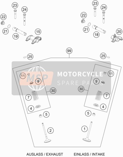 KTM 450 SX-F Europe 2016 Accionamiento de válvula para un 2016 KTM 450 SX-F Europe