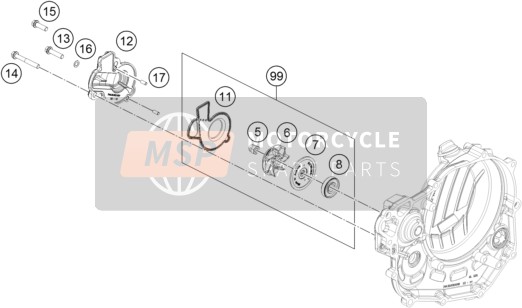 KTM 450 SX-F Europe 2017 Water Pump for a 2017 KTM 450 SX-F Europe