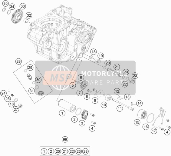 KTM 450 SX-F USA 2018 Sistema de lubricación para un 2018 KTM 450 SX-F USA