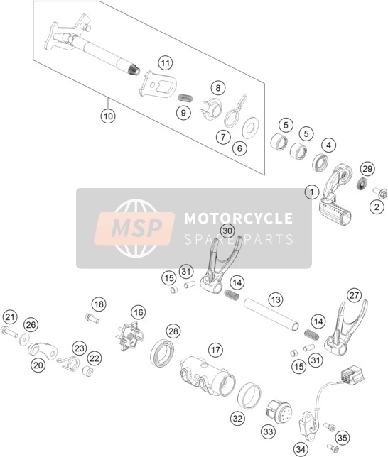 KTM 450 SX-F USA 2019 Schakelmechanisme voor een 2019 KTM 450 SX-F USA