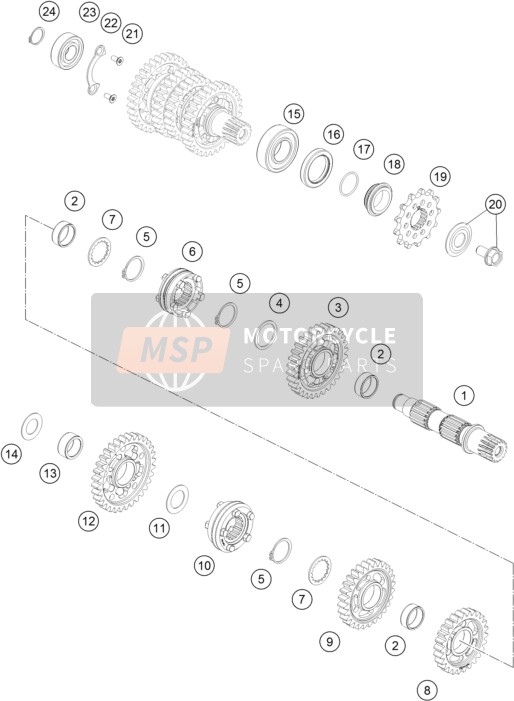 KTM 450 SX-F Europe 2019 Transmisión II - Eje contrario para un 2019 KTM 450 SX-F Europe