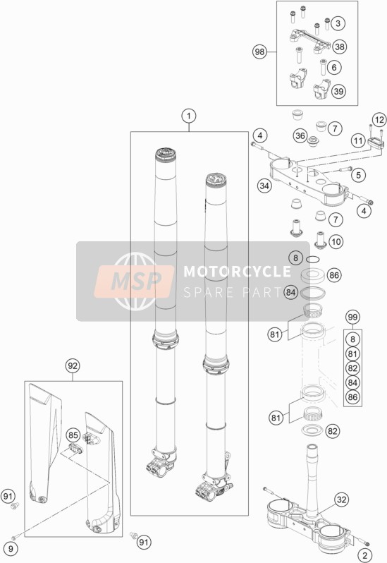 KTM 450 SX-F USA 2020 Front Fork, Triple Clamp for a 2020 KTM 450 SX-F USA